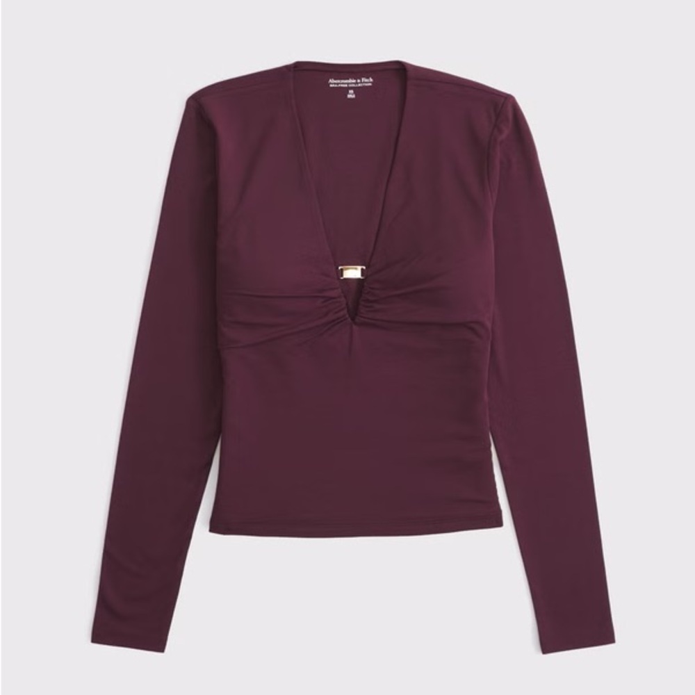 NWT Abercrombie Women's Bra-Free Hardware Long-Sleeve Top